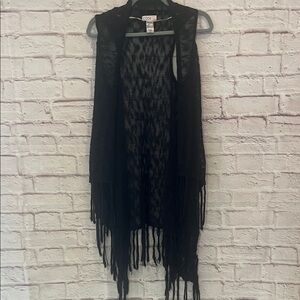Code Black Fringe Sleeveless Cardigan